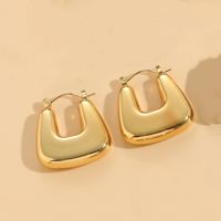 1 Pair Elegant Retro Triangle Square Hollow Out 304 Stainless Steel Earrings sku image 2