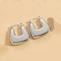 1 Pair Elegant Retro Triangle Square Hollow Out 304 Stainless Steel Earrings sku image 1