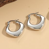 1 Pair Elegant Retro Triangle Square Hollow Out 304 Stainless Steel Earrings sku image 3