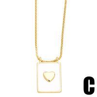 Casual Simple Style Human Heart Shape Rectangle Stainless Steel Copper Enamel Plating 18k Gold Plated Pendant Necklace Long Necklace main image 6