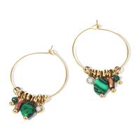 1 Pair Ig Style French Style Circle Beaded Plating Inlay Stainless Steel Rhinestones 14k Gold Plated Hoop Earrings main image 5