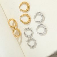 1 Pair Elegant Classic Style Stripe Oval Twist Hollow Out 304 Stainless Steel Earrings main image 8