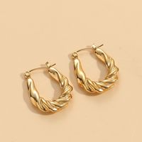 1 Pair Elegant Classic Style Stripe Oval Twist Hollow Out 304 Stainless Steel Earrings sku image 2