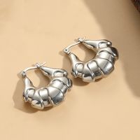 1 Pair Elegant Classic Style Stripe Oval Twist Hollow Out 304 Stainless Steel Earrings sku image 6