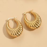 1 Pair Elegant Classic Style Stripe Oval Twist Hollow Out 304 Stainless Steel Earrings sku image 10