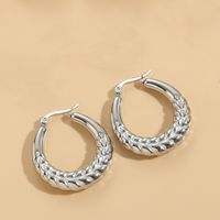 1 Pair Elegant Classic Style Stripe Oval Twist Hollow Out 304 Stainless Steel Earrings sku image 4