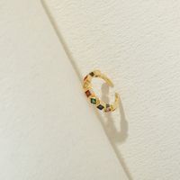 Elegant Lady Round Square Copper Plating Inlay Zircon 14k Gold Plated Open Rings main image 5