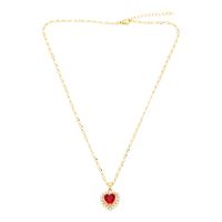 Casual Simple Style Heart Shape Stainless Steel Copper Plating Inlay Pearl Zircon 18k Gold Plated Pendant Necklace Long Necklace main image 2