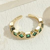 Elegant Lady Round Square Copper Plating Inlay Zircon 14k Gold Plated Open Rings sku image 4