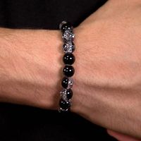 Casual Simple Style Round Glass Bead Beaded Men's Bracelets sku image 1