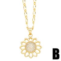 Casual Simple Style Devil's Eye Heart Shape Flower Stainless Steel Copper Plating Hollow Out Inlay Pearl Zircon 18k Gold Plated Pendant Necklace Long Necklace sku image 2