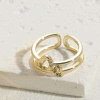 Elegant Luxurious Heart Shape Copper Plating Inlay Zircon 14k Gold Plated Rings sku image 1