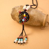 Ethnic Style Bohemian Tassel Flower Natural Stone Nylon Wholesale Pendant Necklace sku image 1