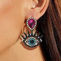 1 Pair Vintage Style Shiny Devil's Eye Inlay Alloy Rhinestones Drop Earrings main image 1