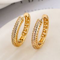 1 Pair Simple Style Round Plating Inlay Copper Zircon 18k Gold Plated Hoop Earrings main image 2