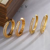 1 Pair Simple Style Round Plating Inlay Copper Zircon 18k Gold Plated Hoop Earrings main image 1