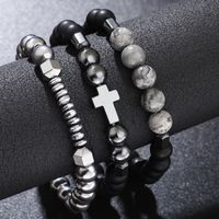 Hip-hop Cross Natural Stone Beaded Men's Bracelets main image 3