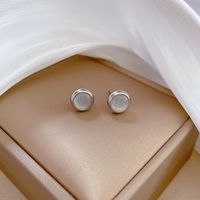 1 Pair Classical Round Plating Inlay Titanium Steel Opal Ear Studs sku image 2
