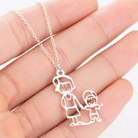 Stainless Steel Simple Style Plating Human Pendant Necklace sku image 1