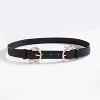 Simple Style Solid Color Snake Pu Leather Alloy Women's Leather Belts sku image 3