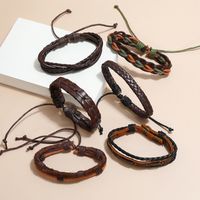 Retro Solid Color Pu Leather Leather Wax Line Men's Bracelets main image 3