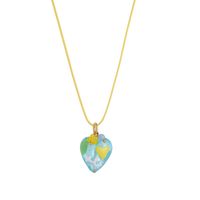 Classic Style Heart Shape Glass Copper Wholesale Pendant Necklace main image 2