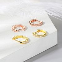 1 Pair Simple Style Circle Inlay Copper Zircon Hoop Earrings main image 6