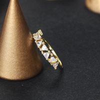 Elegant Triangle Copper Inlay Zircon Rings main image 6