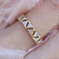 Elegant Triangle Copper Inlay Zircon Rings main image 3