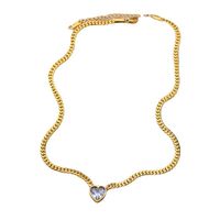Wholesale Elegant Heart Shape Titanium Steel Plating Inlay Artificial Diamond Bracelets Necklace main image 4