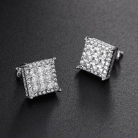 1 Pair Hip-hop Square Plating Inlay Copper Zircon Ear Studs main image 4