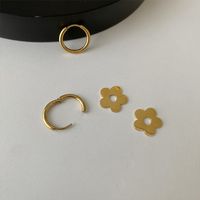 1 Pair Japanese Style Flower Plating Titanium Steel Drop Earrings main image 4