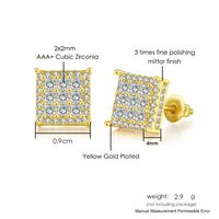 1 Pair Hip-hop Square Plating Inlay Copper Zircon Ear Studs main image 3