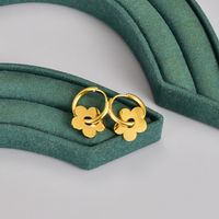 1 Pair Japanese Style Flower Plating Titanium Steel Drop Earrings main image 2