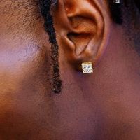 1 Pair Hip-hop Square Plating Inlay Copper Zircon Ear Studs main image 4
