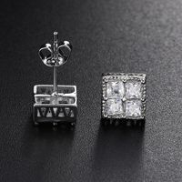 1 Pair Hip-hop Square Plating Inlay Copper Zircon Ear Studs main image 2