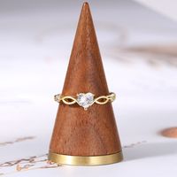 Lady Heart Shape Copper Plating Inlay Zircon Open Rings main image 3