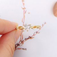 Lady Heart Shape Copper Plating Inlay Zircon Open Rings main image 4