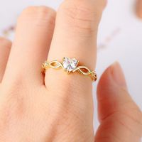 Lady Heart Shape Copper Plating Inlay Zircon Open Rings main image 1