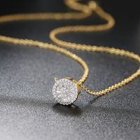 Lady Round Copper Plating Inlay Zircon Pendant Necklace main image 2