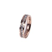 Shiny Round Titanium Steel Plating Inlay Artificial Diamond Rings main image 3