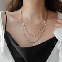 Simple Style Solid Color Titanium Steel Plating Gold Plated Layered Necklaces main image 6