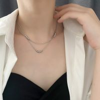 Basic Solid Color Titanium Steel Plating Gold Plated Layered Necklaces main image 2
