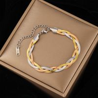 Simple Style Solid Color Titanium Steel Plating Gold Plated Bracelets main image 2