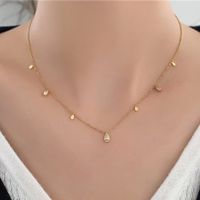 Simple Style Solid Color Titanium Steel Inlay Zircon Necklace sku image 3