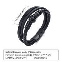Casual Retro Lucky Tree 304 Stainless Steel Pu Leather Layered Men'S Bangle main image 3