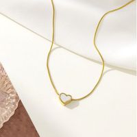 Einfacher Stil Herzform Titan Stahl Überzug Vergoldet Halskette Mit Anhänger main image 6