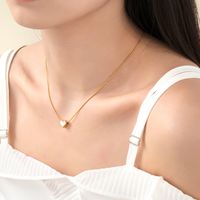 Einfacher Stil Herzform Titan Stahl Überzug Vergoldet Halskette Mit Anhänger main image 4