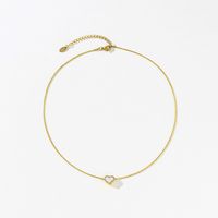 Einfacher Stil Herzform Titan Stahl Überzug Vergoldet Halskette Mit Anhänger main image 2