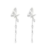 1 Pair Ig Style Japanese Style Tassel Butterfly Plating Inlay Imitation Pearl Alloy Rhinestones 14k Gold Plated Drop Earrings sku image 1